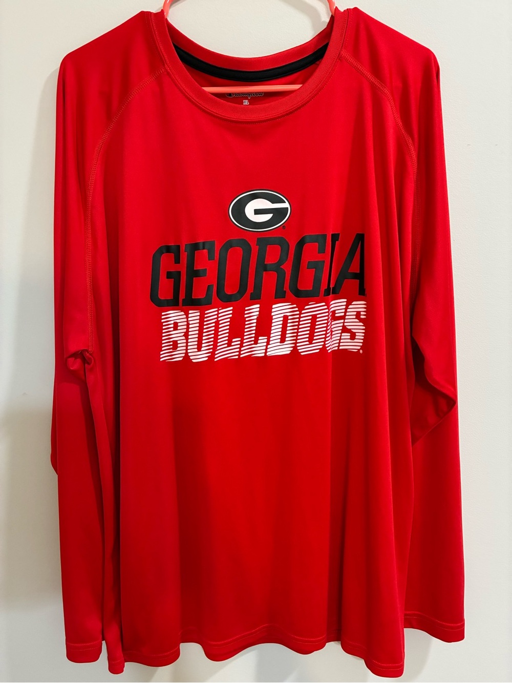 Champion UGA Georgia Bulldogs Red Athletic Long Sleeve Tee with Black Trim XL